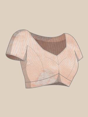 Peach woven linen saree with blouse 5