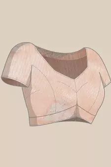 Peach woven linen saree with blouse