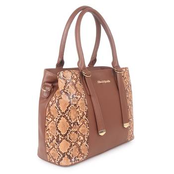 Tan Brown Animal Texture Solid Handheld Bag 2