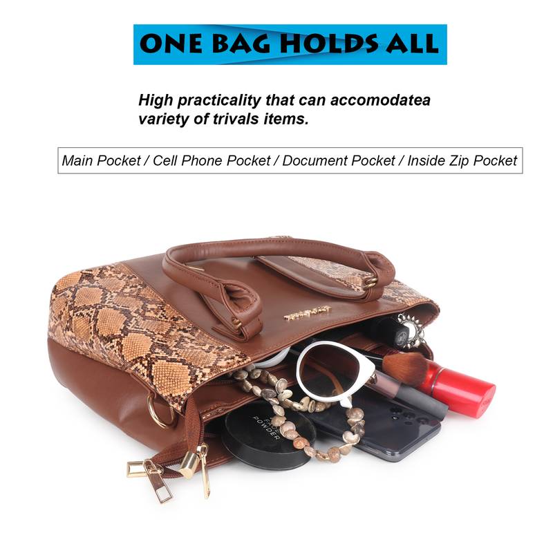 Tan Brown Animal Texture Solid Handheld Bag