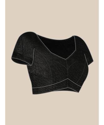Black Net Saree With Blouse Piece 5