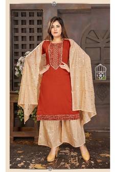orange embroidery stitched sharara suits sharara salwar suits