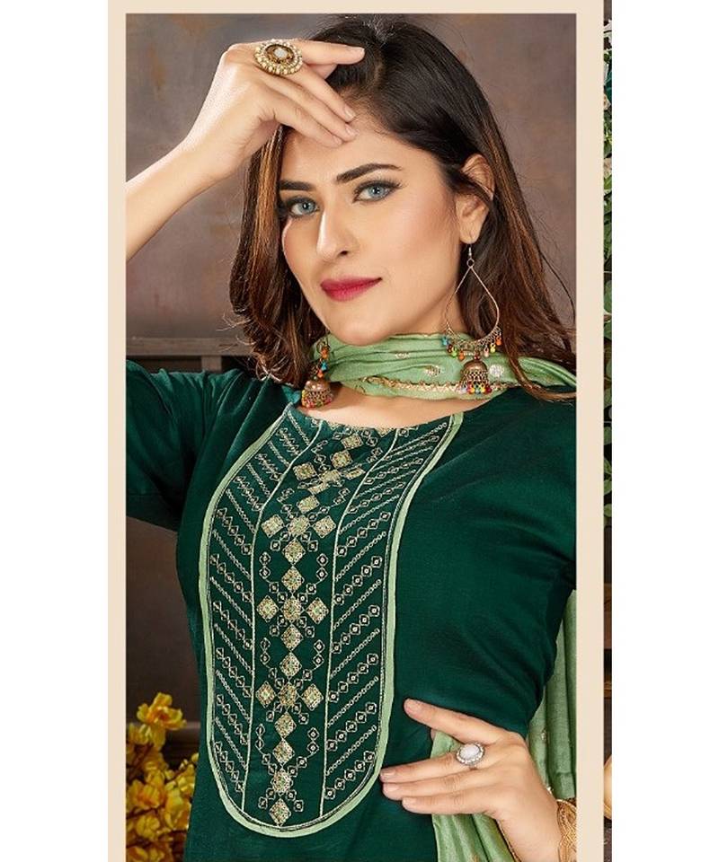 Green Pure Cotton Sharara Salwar Suit main image 0
