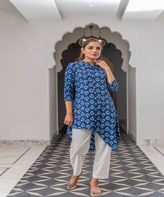 Blue Chand Print Kurta Set 1