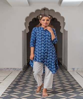 Blue Chand Print Kurta Set 2