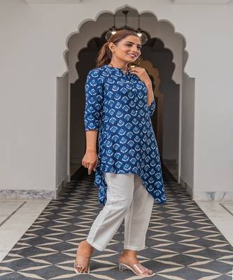 Blue Chand Print Kurta Set 3