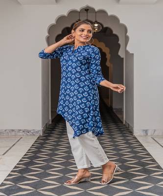 Blue Chand Print Kurta Set 4