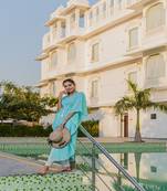 Sky Blue Cotton Kaftan Set