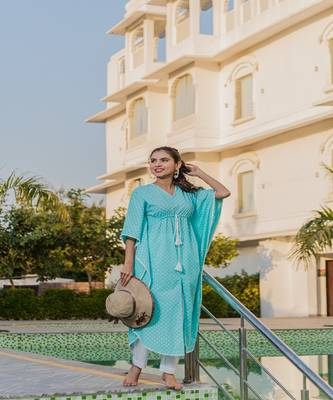 Sky Blue Cotton Kaftan Set 3