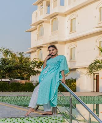Sky Blue Cotton Kaftan Set 5