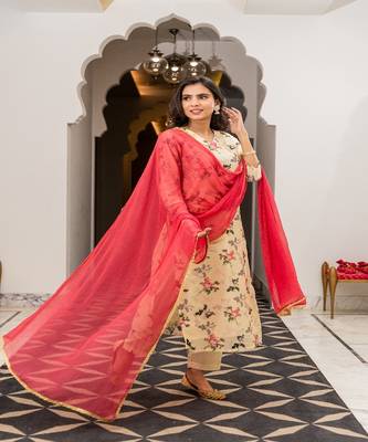 Yellow Chanderi Kurta Set 4