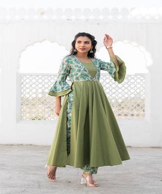 Green Cotton Kurta Set 4