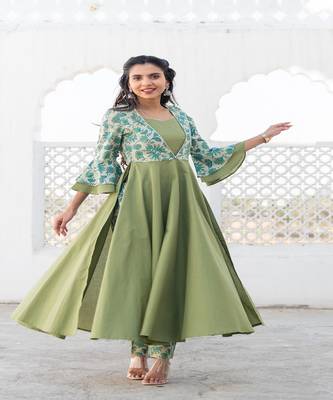 Green Cotton Kurta Set 1