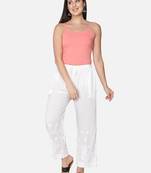 Hand Embroidered White Cotton Lucknowi Chikan Palazzo