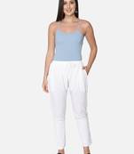 Hand Embroidered White Cotton Palazzo Pants