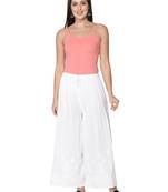 Seva Chikan Hand Embroidered White Cotton Palazzo