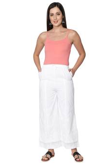 Seva Chikan Hand Embroidered White Cotton Chikankari Palazzo