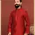 Men Red Blackberry Silk Kurta Churidar Set