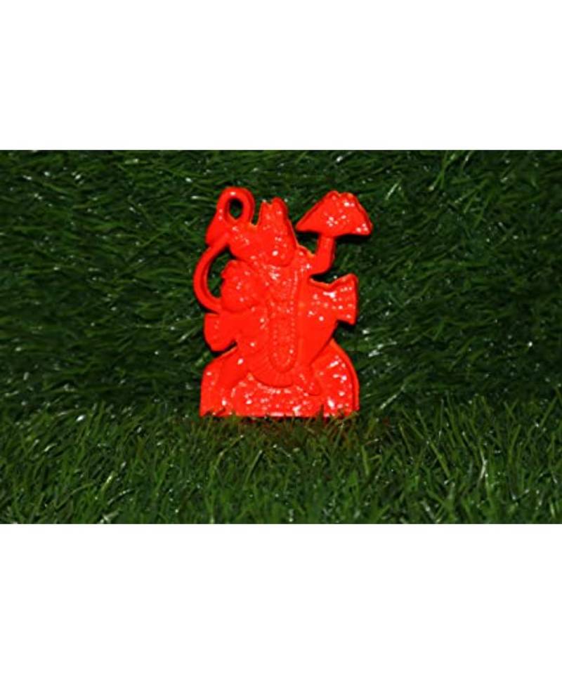Plastic Orange Lord Hanuman Idol/Statue Wall Sticker for Doors, Walls & Car Dashboard (2.5 Inch)