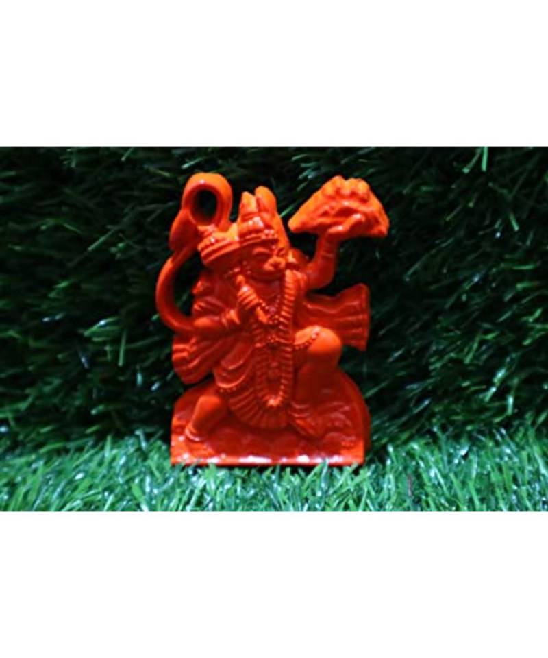 Plastic Orange Lord Hanuman Idol/Statue Wall Sticker for Doors, Walls & Car Dashboard (2.5 Inch)