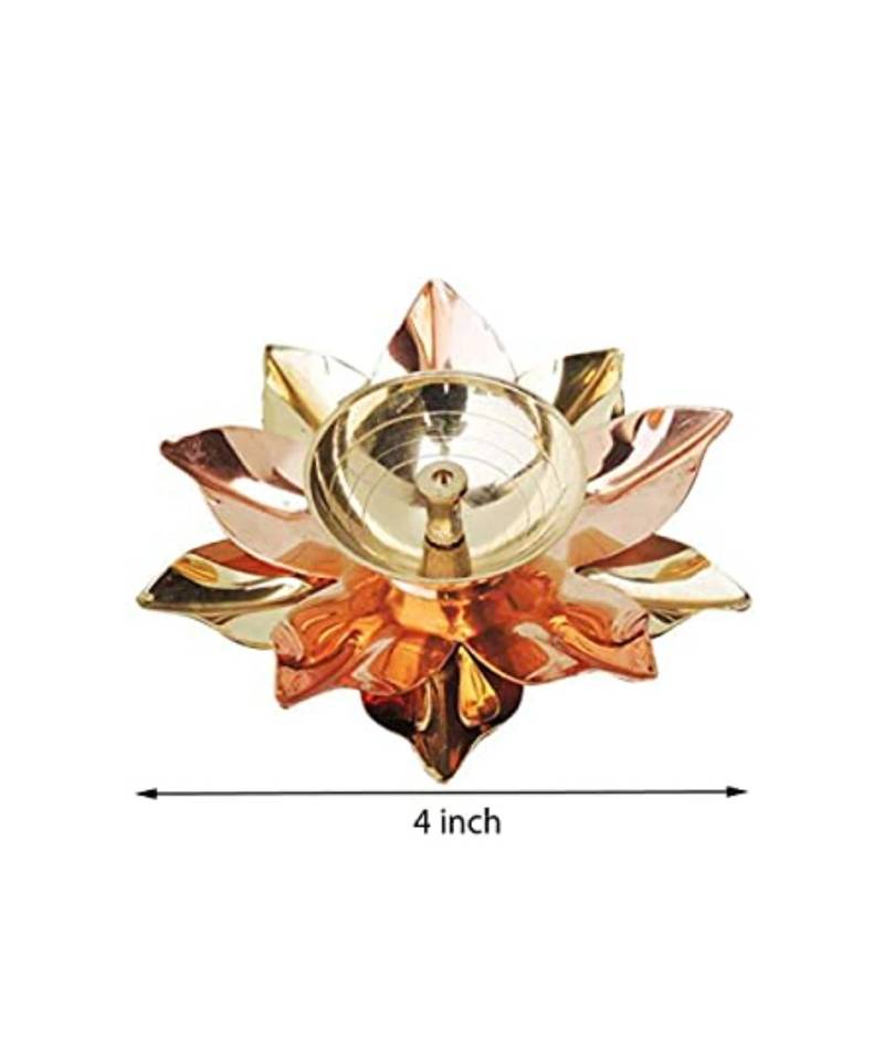 Handmade Pure Brass and Copper Decorative Akhand Diya for Home Decoration - 4 Inch (Rose Gold)