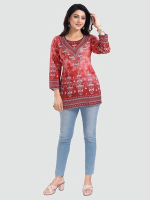 Multicolor printed crepe kurtas-and-kurtis 5