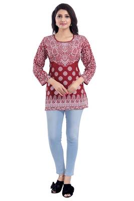 Red printed crepe kurtas-and-kurtis 1