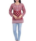 Red printed crepe kurtas-and-kurtis