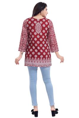 Red printed crepe kurtas-and-kurtis 2