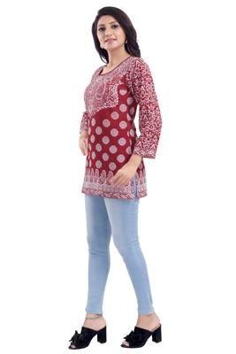 Red printed crepe kurtas-and-kurtis 3