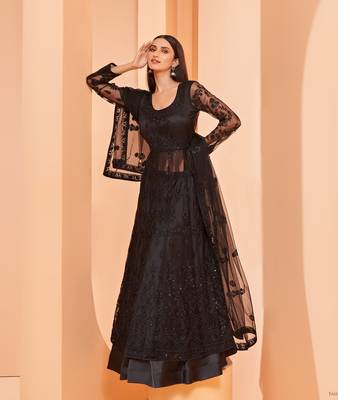 Black embroidered net salwar 1