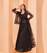 Black embroidered net salwar