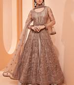 Brown embroidered net salwar