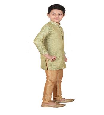 Pista Printed Silk Boys Kurta Pajama Set 2