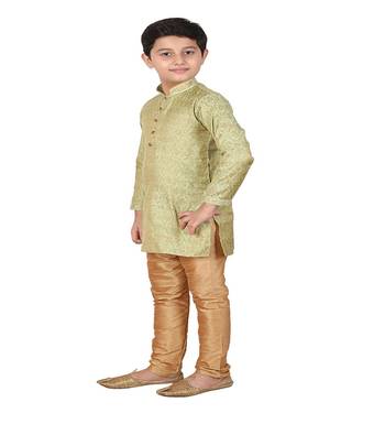 Pista Printed Silk Boys Kurta Pajama Set 3