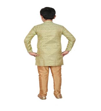 Pista Printed Silk Boys Kurta Pajama Set 5