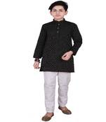 Black Stripe Design Cotton Boys Kurta Pajama Set