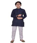Blue Stripe Design Cotton Boys Kurta Pajama Set