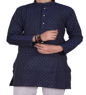 Blue Stripe Design Cotton Boys Kurta Pajama Set 4