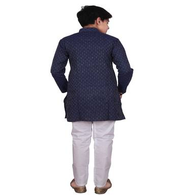 Blue Stripe Design Cotton Boys Kurta Pajama Set 5