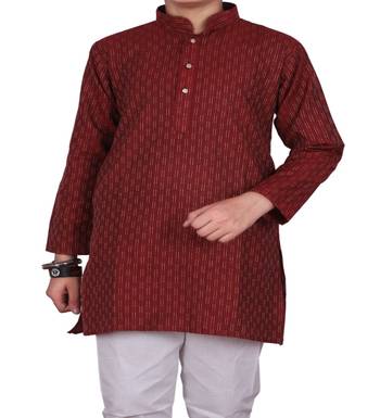 Red Stripe Design Boys Cotton Kurta Pajama Set 4