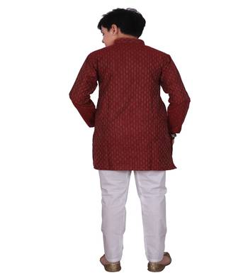 Red Stripe Design Boys Cotton Kurta Pajama Set 5