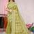 Mehendi printed cotton saree with blouse