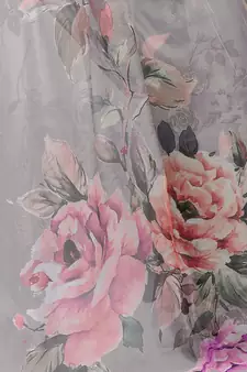Grey Organza Multicolor Floral Printed Party Wear Saree