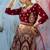 Maroon Multi Thread and Dori Embroidered Bridal velvet Lehenga choli