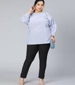 Flurry blue stripe print plus size women top