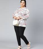 Multihued printed plus size casual top