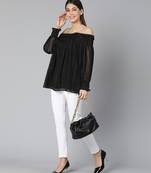 Lurex stripe Smoking off-shoulder women top