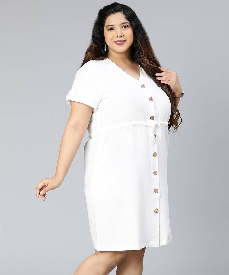 Polo white button-down plus size Linen Blend dress