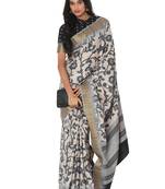 Beige printed bhagalpuri silk saree with blouse